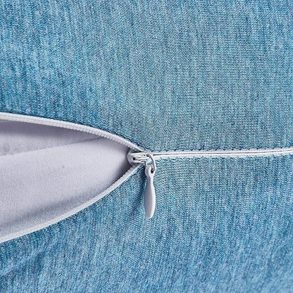 Oubonun 100% Jersey Cotton Body Pillow Cover with Zipper - Luxury Soft Removable Pillow Case - Long Fuzzy - Knitted (Light Blue, 21"X54")