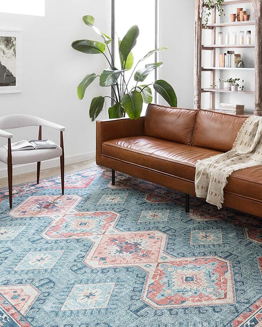 Loloi Skye Collection SKY-03 Turquoise/Terracotta 2'-6" x 12'-0" Runner Rug