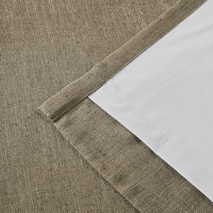 Vision Home Brown Linen Full Blackout Curtains 84 inch Length for Bedroom Living Room Darkening Soundproof Window Panels Thermal Insulated Rod Pocket Back Tab Farmhouse Drapes 56" Wx84 Lx2