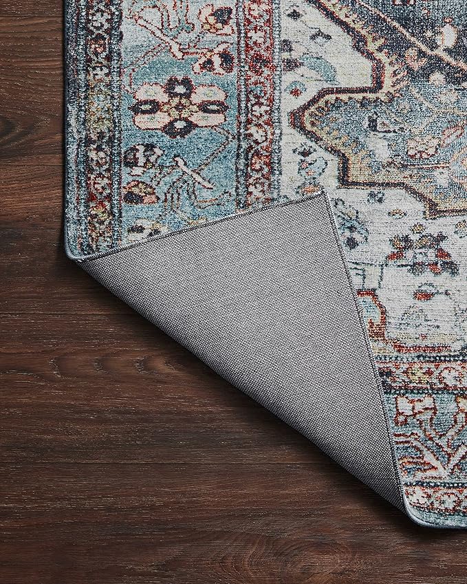 Loloi Margot Collection MAT-05 Ocean/Brick 2'-6" x 9'-6" Runner Rug feat. CloudPile, No-Shed Easy Clean Large Patterned Area Rug for Living Room, Bedroom, Dining Area