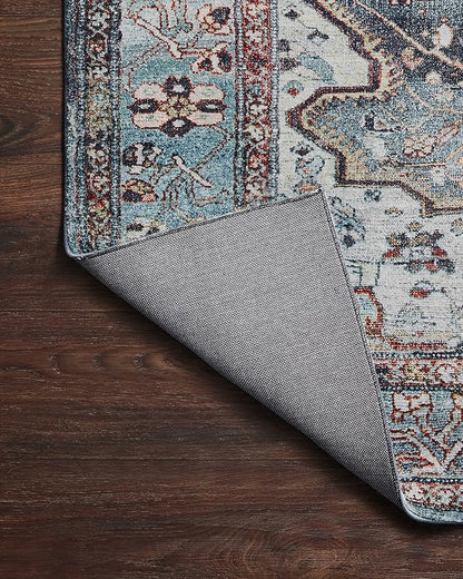 Loloi Margot Collection MAT-05 Ocean/Brick 2'-6" x 11'-6" Runner Rug feat. CloudPile, No-Shed Easy Clean Large Patterned Area Rug for Living Room, Bedroom, Dining Area