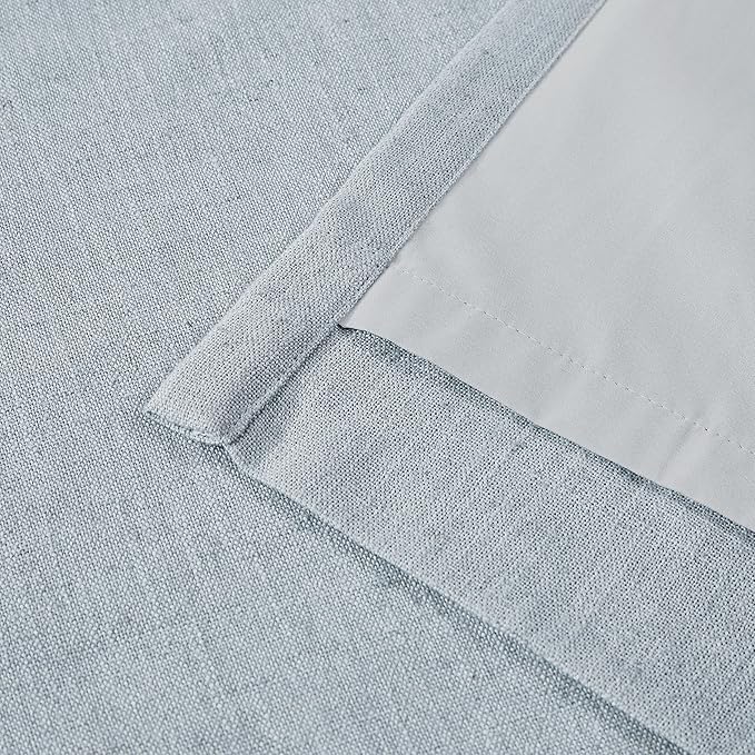 Vision Home Blue Fog Linen Full Blackout Curtains 95 inch for Bedroom Living Room Darkening Light Blocking Window Panels Thermal Insulated Rod Pocket Back Tab Neutral Drapes 56" Wx95 Lx2