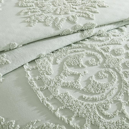 Beatrice Home Fashions Medallion Chenille Bedspread, King, Sage