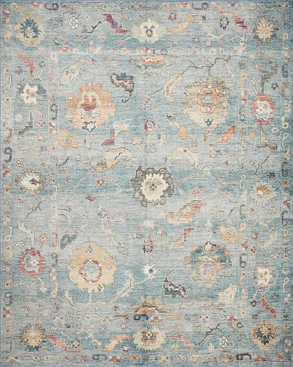 Loloi Margot Collection MAT-06 Denim/Multi 2'-0" x 5'-0" Accent Rug feat. CloudPile, No-Shed Easy Clean Large Patterned Area Rug for Living Room, Bedroom, Dining Area
