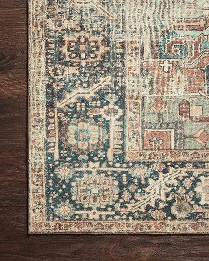 Loloi Margot Collection MAT-02 Terracotta/Lagoon 7'-6" x 9'-6" Area Rug feat. CloudPile, No-Shed Easy Clean Large Patterned Area Rug for Living Room, Bedroom, Dining Area