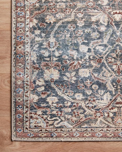 Loloi Chris Loves Julia Jules Collection JUL-06 Denim/Spice 2'-6'' x 9'-6'', .13" Pile Height, Runner Rug