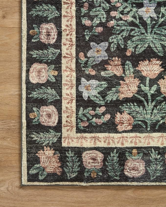 Loloi Rifle Paper Co. Eden Collection EDE-02 Mughal Garden Black 8'-6" x 11'-6" Area Rug feat. CloudPile™