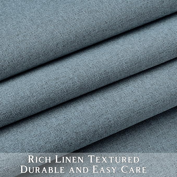ChrisDowa 100% Blackout Blue Solid Curtains 45 Inches Long 2 Panels for Bedroom Living Room,Farmhouse Room Darkening Thermal Insulated Soundproof Grommet Top Window Treatment Drapes,52x45