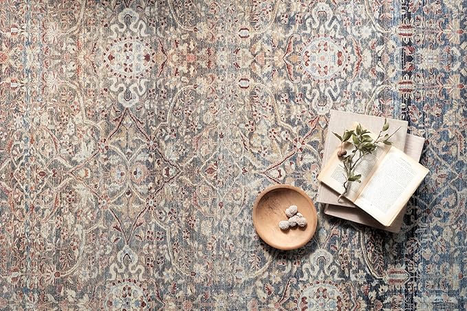 Loloi Chris Loves Julia Jules Collection JUL-06 Denim/Spice 2'-0'' x 5'-0'', .13" Pile Height, Accent Rug