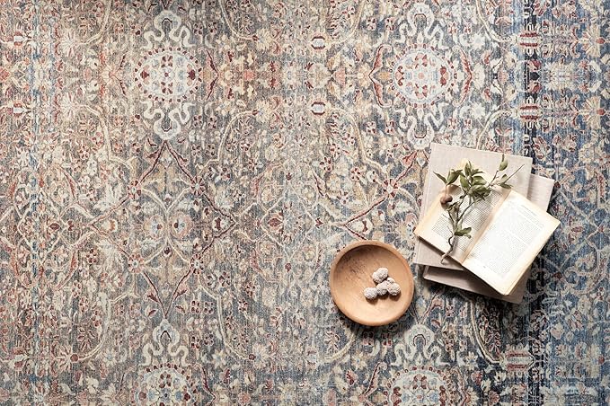 Loloi Chris Loves Julia Jules Collection JUL-06 Denim/Spice 9'-6" x 14', .13" Pile Height, Area Rug