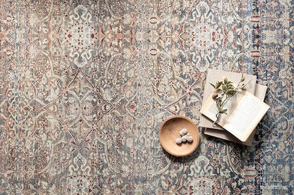 Loloi Chris Loves Julia Jules Collection JUL-06 Denim/Spice 7'-6'' x 9'-6'', .13" Pile Height, Area Rug