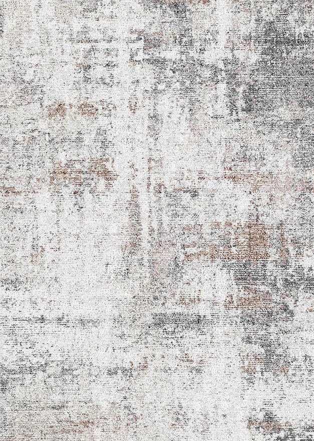 4x6 Rug, Small Area Rug for Living Room, Bedroom, Kitchen, Machine Washable Non-Slip Throw Rug, Modern Abstract Carpet for Entryway Nursery Coffee Table - Durable (Brown Black White)