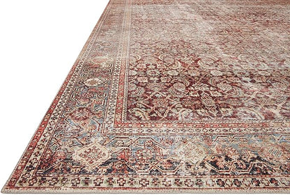 Loloi Layla Collection LAY-11 Cinnamon/Sage 9'-0" x 12'-0" .13" Thick Area Rug, Soft, Durable, Vintage Inspired, Distressed, Low Pile, Non-Shedding, Easy Clean, Printed, Living Room Rug