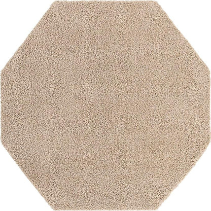 Unique Loom Solid Shag Collection Area Rug (7' 10" Octagon, Taupe)