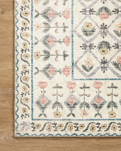 Loloi Rifle Paper Co. Eden Collection EDE-03 Lattice Ivory 3'-6" x 5'-6" Accent Rug feat. CloudPile™