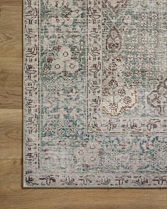 Loloi Chris Loves Julia Jules Collection JUL-08 Emerald/Antique Ivory 2'-6'' x 9'-6'', .13" Pile Height, Runner Rug