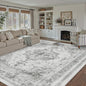 Washable Rug 9x12 Area Rug for Living Room Gray Vintage Boho Medallion Large Grey Distressed Retro Carpet Non Slip Indoor Low Pile Small Soft Bedroom Dining Room Home Office