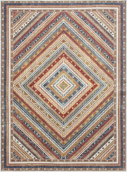 Keen Home Design 9x12 Rug - Machine Washable Area Rug with Non-Slip Backing, Ideal for Living Room, Dining Room, Bedroom - Vintage, Easy Clean, Durable, Low Pile Rug - (9' x 12')