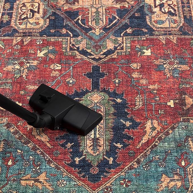 Keen Home Design 2x12 Rug - Machine Washable Runner Rug with Non-Slip Backing, Ideal for Hallway, Entryway, Kitchen, Laundry Room - Vintage, Easy Clean, Durable, Low Pile - (2'6" x 12')