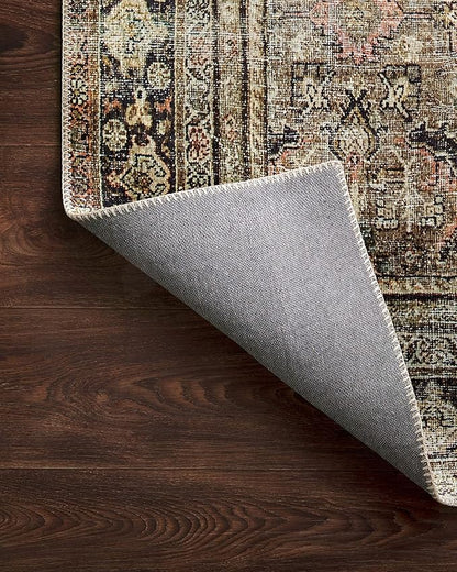 Loloi Layla Collection LAY-03 Olive/Charcoal 7'-6" x 9'-6" .13" Thick Area Rug, Soft, Durable, Vintage Inspired, Distressed, Low Pile, Non-Shedding, Easy Clean, Printed, Living Room Rug