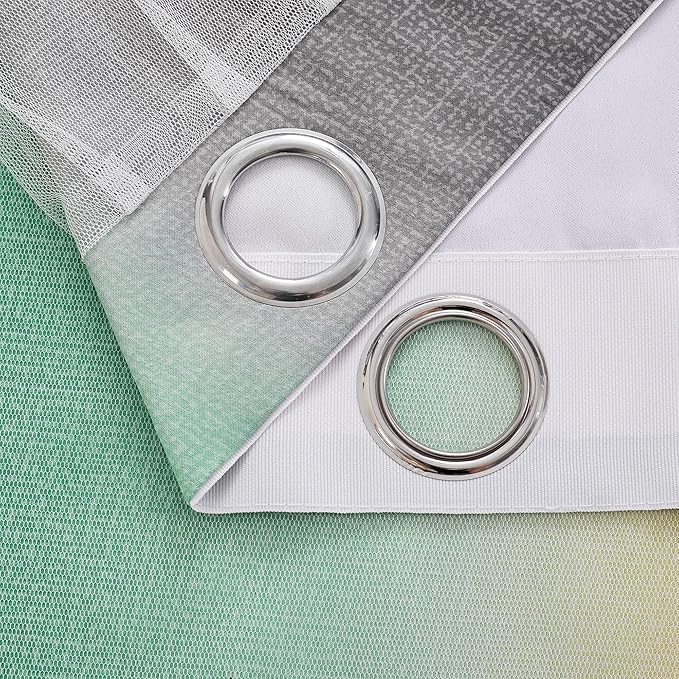 XiDi Yellow & Rainbow Curtains for Kids & Girls Room - Blackout, Grey & Green 34x63 Inch Long