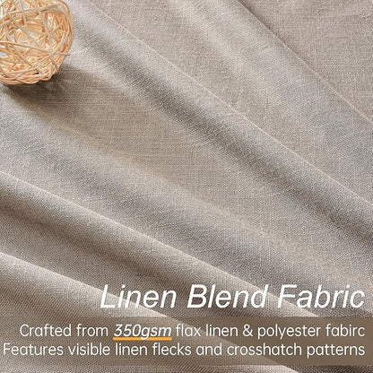 Topfinel 102 Inches Long Custom Blackout Linen Curtains, Pinch Pleated Noise Cancelling Curtains with Pin Hooks for Traverse Rods, Earth Tone Viral Drapes 2 Panels for Living Room Master Bedroom