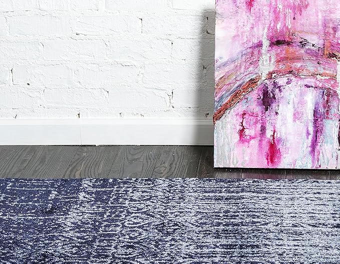 Unique Loom Del Mar Collection Area Rug - Jennifer (2' 7" x 10' Runner, Blue/ Navy Blue)