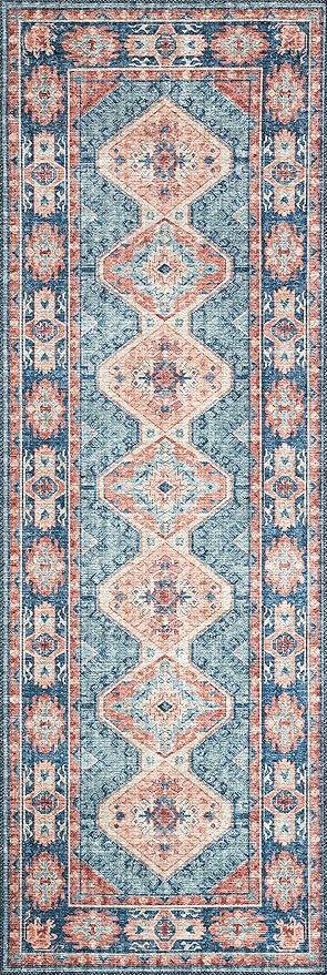 Loloi II Skye Collection SKY-03 Turquoise/Terracotta 6'-0" x 6'-0" Round Area Rug