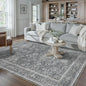 Blue 5x7 Area Rug Non Slip Vintage Living Room Distressed Machine Washable Carpet Retro Indoor Bedroom Floral Traditional Accent Throw Rug for Office Kitchen Dorm Dining Room