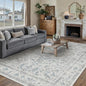 Blue 5x7 Area Rug Vintage Washable Living Room Carpet Non Slip Bedroom Indoor Office Low Pile Traditional Distressed Retro Accent Rug for Dining Room Bathroom Kitchen