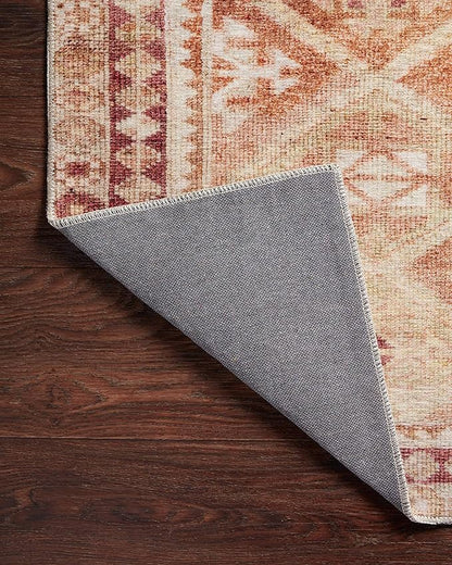 Loloi Layla Collection LAY-16 Natural/Spice 7'-6" x 9'-6" .13" Thick Area Rug, Soft, Durable, Vintage Inspired, Distressed, Low Pile, Non-Shedding, Easy Clean, Printed, Living Room Rug