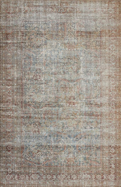 Loloi Chris Loves Julia Jules Collection JUL-05 Lagoon/Brick 5'-0'' x 7'-6'', .13" Pile Height, Area Rug