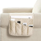 Brilliant Sunshine Beige Velvet Couch Armrest 5 Pockets Organizer, Slip Resistant Recliner Armchair Caddy, Washable Remote Controls Holder, Storage for Magazine, Tablet, Phone, 35×13", Beige Natural