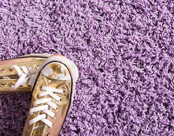 Unique Loom Solid Shag Collection Area Rug (2' 6" x 16' 5" Runner, Lilac)