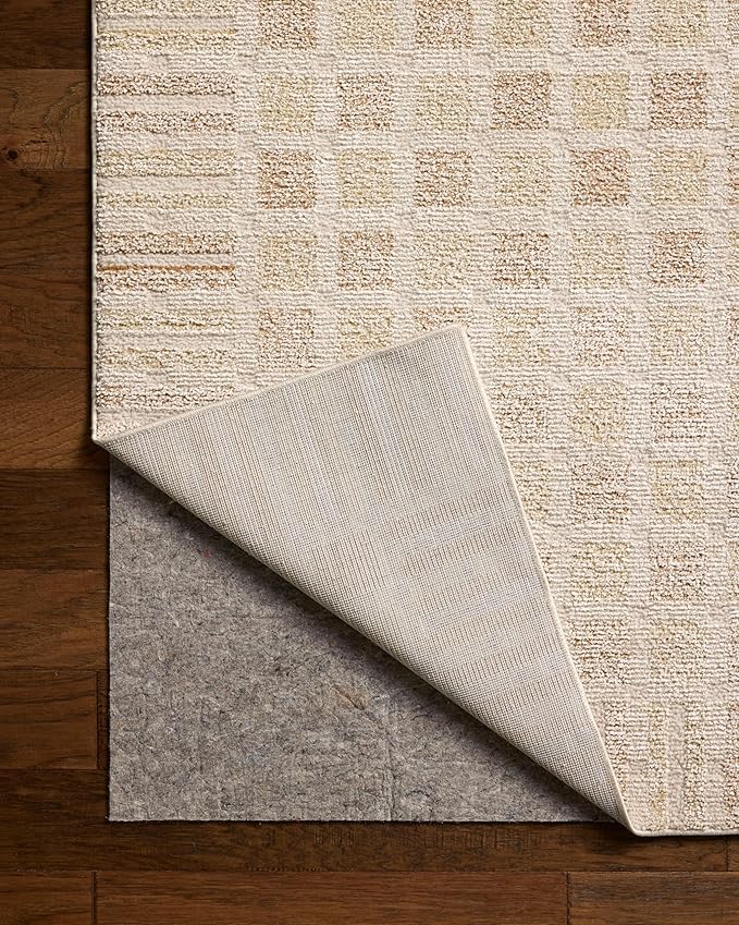 Loloi Chris Loves Julia Calvin Collection CLV-03 Bone/Natural 2'-7" x 7'-6" Runner Rug Checkered Neutral Soft Living Room Bedroom Carpet