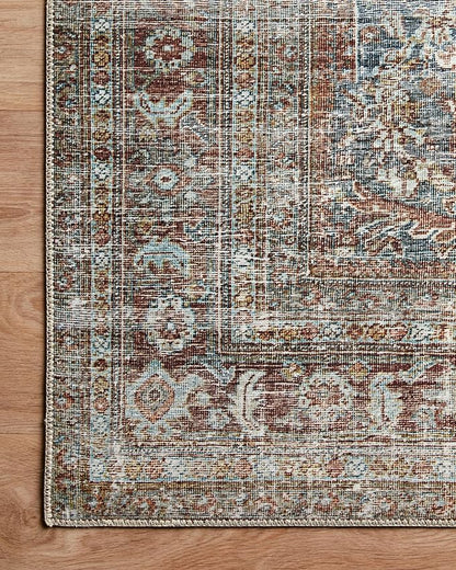 Loloi Chris Loves Julia Jules Collection JUL-05 Lagoon/Brick 2'-0'' x 5'-0'', .13" Pile Height, Accent Rug
