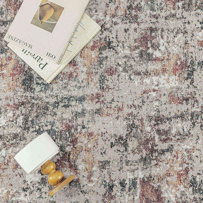 Modern Area Rug 3x5 Machine Washable Entryway Entrance Carpet Red Brown Multi Kitchen Mat Non Slip Indoor Accent Neutral Abstract Distressed Throw Rug for Dining Living Room Office Bedroom