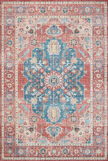 Loloi Skye Collection SKY-05 Brick/Ocean 8'-0" x 8'-0" Round Area Rug