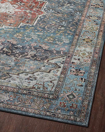 Loloi Margot Collection MAT-05 Ocean/Brick 2'-6" x 11'-6" Runner Rug feat. CloudPile, No-Shed Easy Clean Large Patterned Area Rug for Living Room, Bedroom, Dining Area