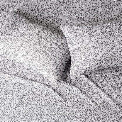 Amazon Basics Lightweight Super Soft Easy Care Microfiber 4 Piece Bed Sheet Set With 14-inch Deep Pockets - Queen, Gray Cheetah,Printed