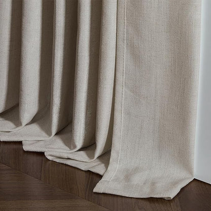 Flax Linen Curtains Pinch Pleated 84 Inch Length 2 Panels for Living Room Bedroom Burlywood Birch Semi Sheer Rustic Farmhouse Back Tab Pinch Pleat Hooks Rings Window Curtain 84 Inches Long Taupe