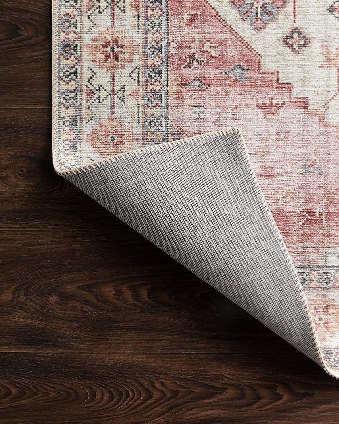 Loloi II Skye Collection SKY-02 Ivory/Berry 5'-0" x 7'-6" Area Rug