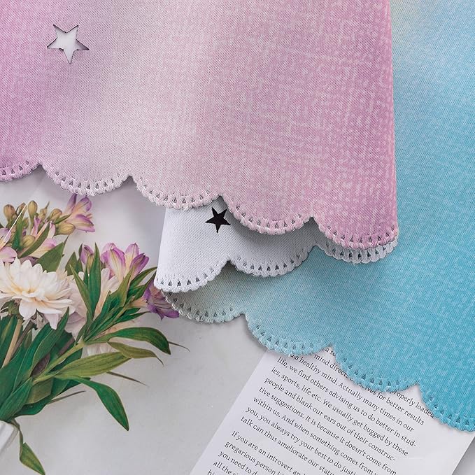 XiDi Curtains for Bedroom Decor, Rainbow Pink Purple/52/54