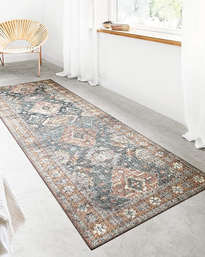 Loloi Skye Collection SKY-10 Sea/Rust 2'-6" x 10'-0" Runner Rug