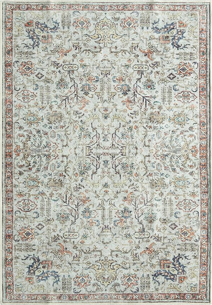 Keen Home Design 6x9 Rug - Machine Washable Area Rug with Non-Slip Backing, Ideal for Living Room, Dining Room, Bedroom - Vintage, Easy Clean, Durable, Low Pile Rug - (6' x 9')