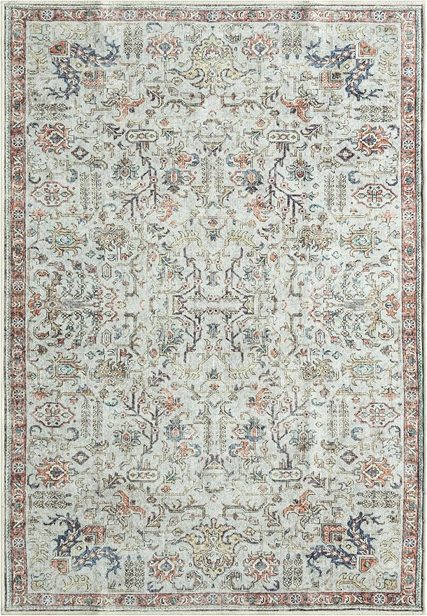 Keen Home Design 4x6 Rug - Machine Washable Area Rug with Non-Slip Backing, Ideal for Living Room, Dining Room, Bedroom - Vintage, Easy Clean, Durable, Low Pile Rug - (4' x 6')