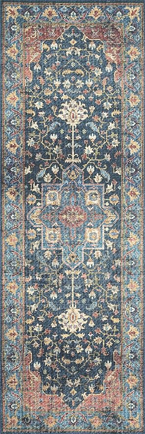 Loloi II Skye Collection SKY-08 Denim/Brick 2'-6" x 7'-6" Runner Rug