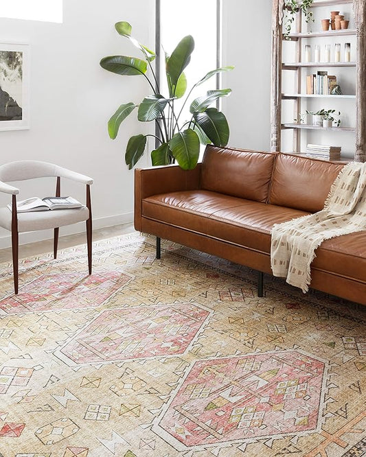 Loloi Skye Collection SKY-04 Gold/Blush 2'-6" x 12'-0" Runner Rug