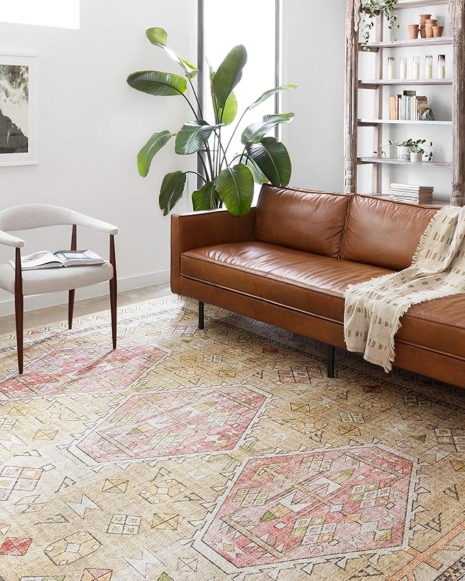 Loloi II Skye Collection SKY-04 Gold/Blush 3'-6" x 5'-6" Accent Rug