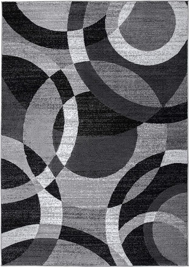 Rugshop Contemporary Abstract Circles Perfect for high Traffic Areas of Your Living Room,Bedroom,Home Office,Kitchen Area Rug 10' x 14' Gray